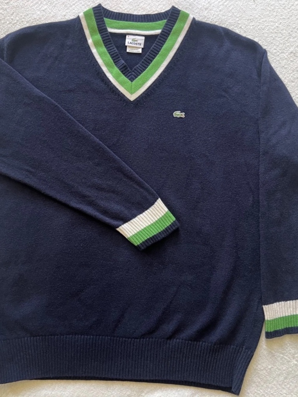 Lacoste blue/Green V-neck Sweater Mens Size 9